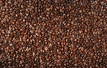 Coffee beans, close-up, black background
