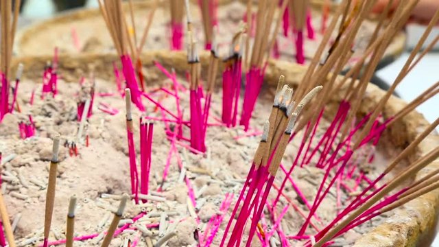 incense smoke near thai temple