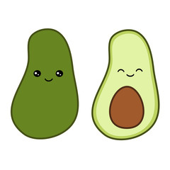 cute cartoon avocado vector illustration isolated on white background


