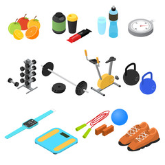 Sport Color Icons Set Isometric View. Vector
