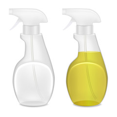Realistic Template Blank White Bottle Spray Set. Vector