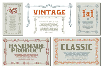 Vector flowers vintage labels on different versions.