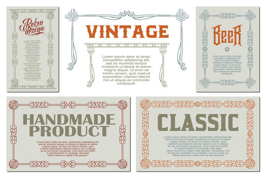 Vector flowers vintage labels on different versions.