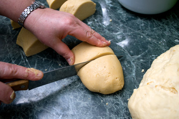 Creating and kneading the dough for gingerbread