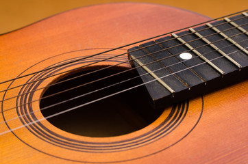 Obraz premium Detail of old acoustic guitar