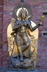 Statue of the river goddess Ganga in Royal Palace in Patan, Kathmandu Valley, Nepal