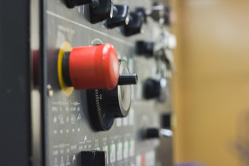 Energy security - system management panel. Red power button - industrial remote control