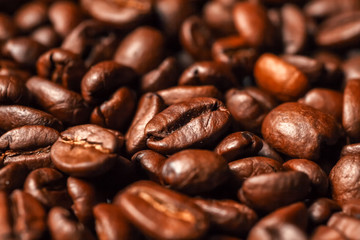 Coffee beans, close-up, black background
