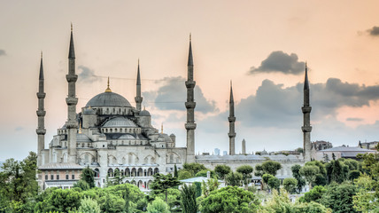 Fototapeta na wymiar Istanbul, Turkey - February 9, 2013: Blue Mosque (Sultanahmet Cami) in Sultanahmet, Istanbul, Turkey