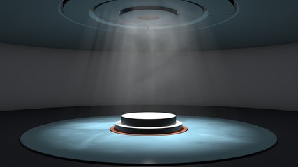 3d illustration of a stage and light