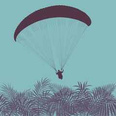 Paragliding jump landscape vector background for poster