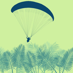 Paragliding jump landscape vector background for poster