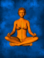 Female Acupuncture Model GF-POSE Yp-06-1, 3D Illustration