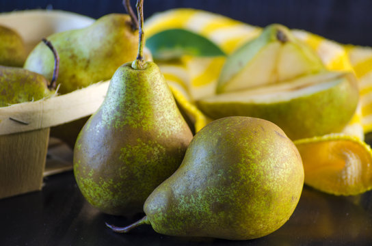 Fresh pears on the table