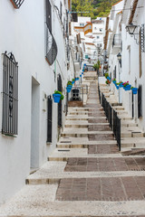 Charming street of Mijas village in Spain