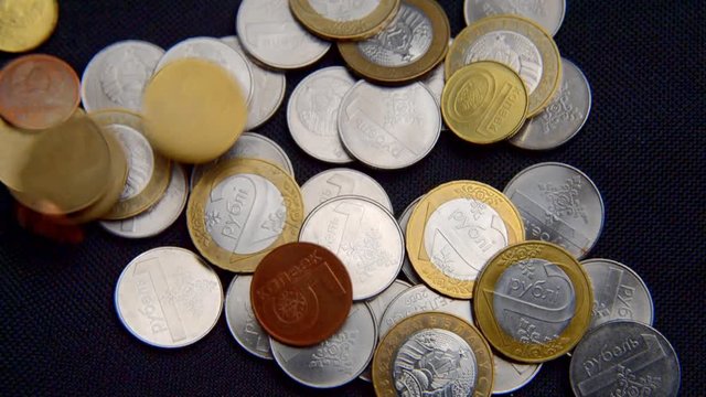 Belarusian coins on black background