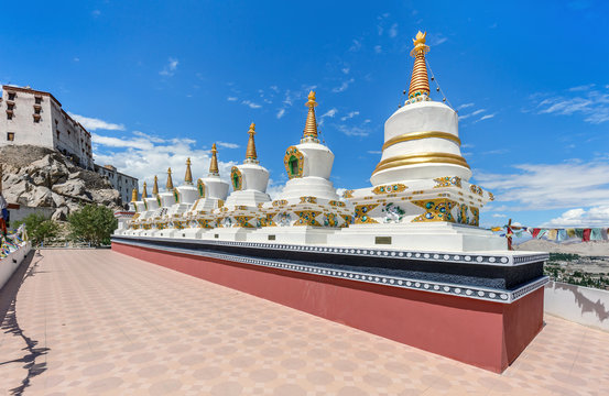 Beautiful Stupas at Thiksey Gompa - Ladakh, Jammu and Kashmir, India