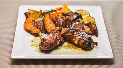 Grilled meat with potatoes