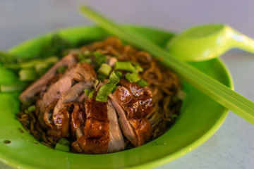 Chinese crispy duck with noodles