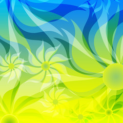 Fototapeta na wymiar Opaque flowers in yellow and blue