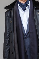Details of classic clothes on a man close-up