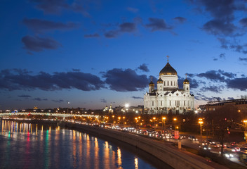 Obraz premium Cathedral of Christ the Savior, Moscow at night