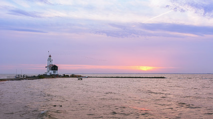 The lighthouse Horse of Marken during sunrise.