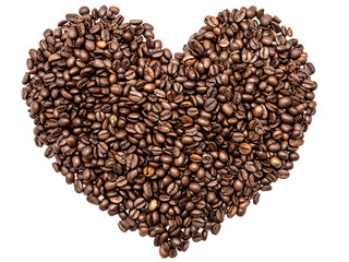 Heart of coffee beans
