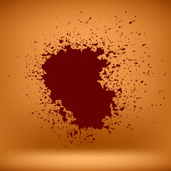 Grunge Red Blood Blob on Orange Wall