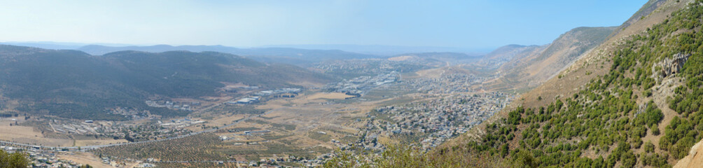 Fototapeta na wymiar Panoramic view from Sea of Galilee to Mediterranean Sea, Israel