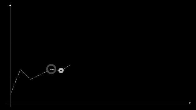 Simple linear chart infographics on black background, minimalistic diagram for statistical data representation