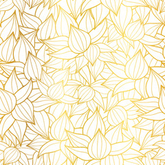 Vector golden white striped succulent plant texture drawing seamless pattern background. Great for subtle, botanical, modern backgrounds, fabric, scrapbooking, packaging, invitations.