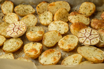 Young baked potatoes