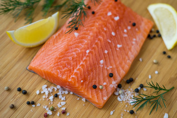Raw salmon lemon salt and pepper