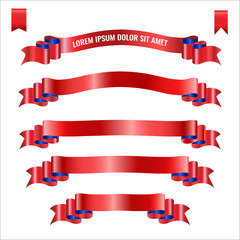Red premium ribbons gradient set, Design vector Illustration