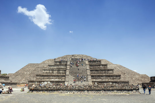Visitors in Teotihuacan which is an ancient historic cultural city in Mexico.