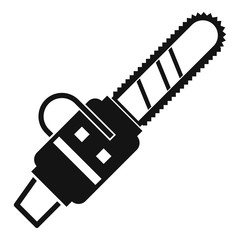 Gasoline powered chainsaw icon, simple style