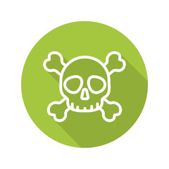 Skull with crossbones. Flat linear long shadow icon