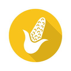 Corn flat design long shadow icon