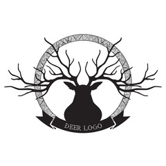 Deer head silhouette logo design, vector illustration