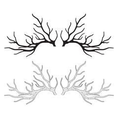 Deer antlers for your design, horns, graphic silhouette, vector illustration