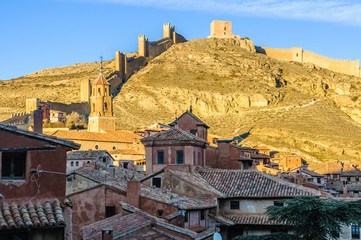 Fototapeta premium Panoramic view at sunset in Albarracin, Spain