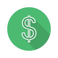 Dollar flat linear long shadow icon