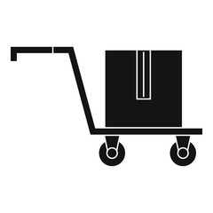 Delivery cart with box icon, simple style