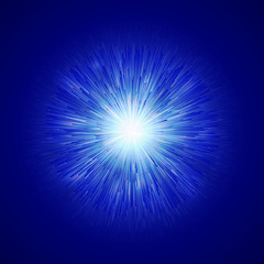 Fototapeta premium Glowing light effect sparkle background. Magic glow sparkling texture. Magical rays of light effect in the explosion on a blue background. vector illustration