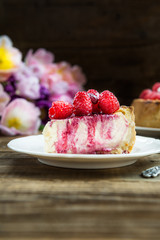 Homemade Vanilla Cheesecake with Raspberries