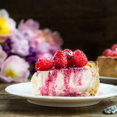Homemade Vanilla Cheesecake with Raspberries