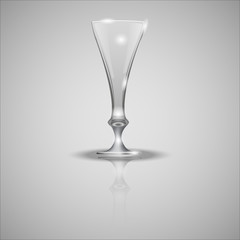 Empty glass cup on mirror Vector illustration