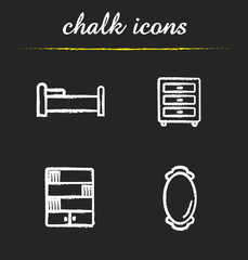 Furniture chalk icons set