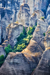 Meteora limestone mountains in Greece
